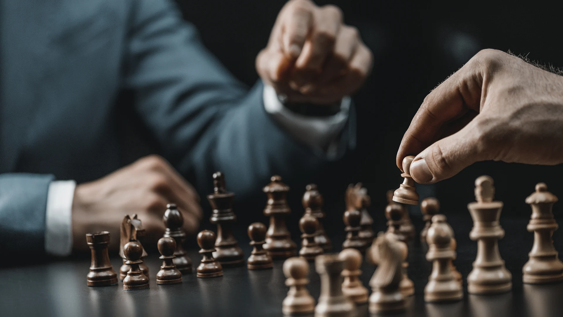 Wooden chess set ready for a classical game